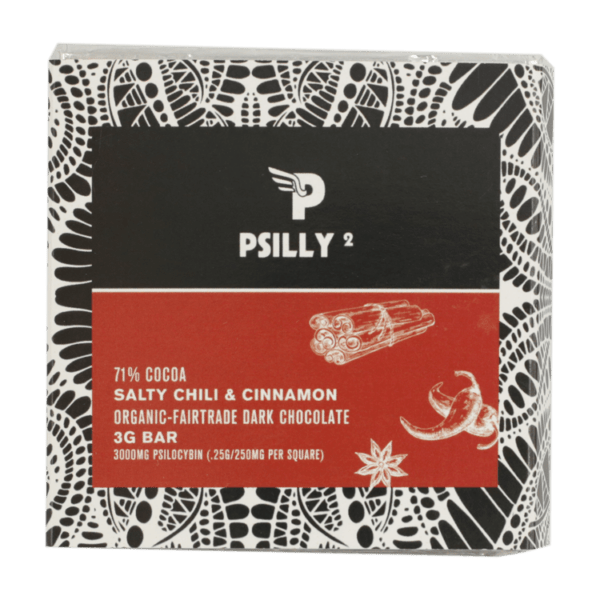 Psilly - Dark Chocolate Bar - Salty Chili & Cinnamon | Shroom Delivery Toronto Canada